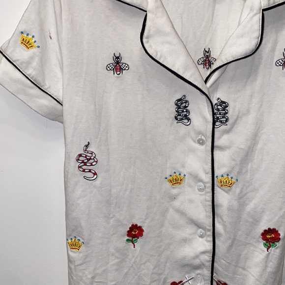 🟣 Pajama Set - Matching Shorts and Button Down Short-sleeve - Picture 4 of 10